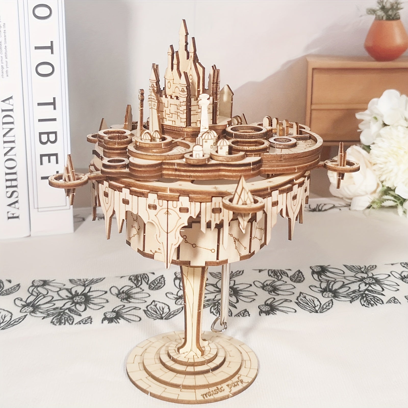3D Wooden Music Box Castle Model Kit Creative Craft DIY Birthday Gift for Women