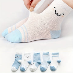 10 Pairs Baby Girls Cartoon Bear Pattern Socks for Spring Summer