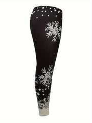 Snowflake & Dot Print High Rise Leggings