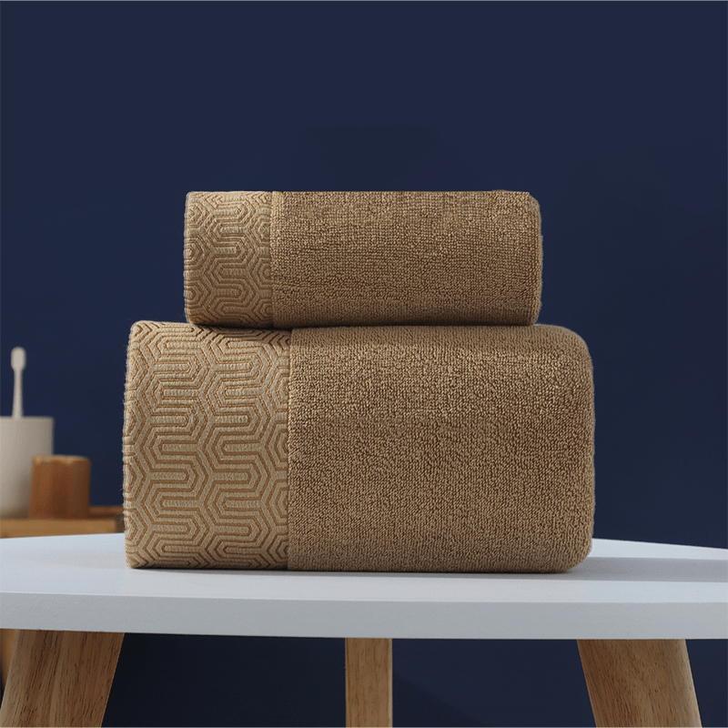 2pcs Soft Cotton Bath Towel Set Absorbent 13.4x29.1in & 55.1x27.6