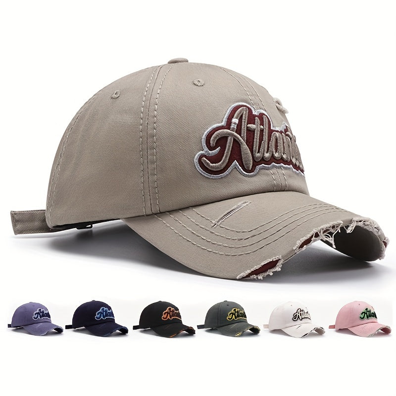 Baseball Cap Outdoor Curved Brim Embroidered Hat Washed Sunscreen Peak Cap