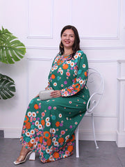 Floral Print Long Sleeve Plus Size Maxi Dress