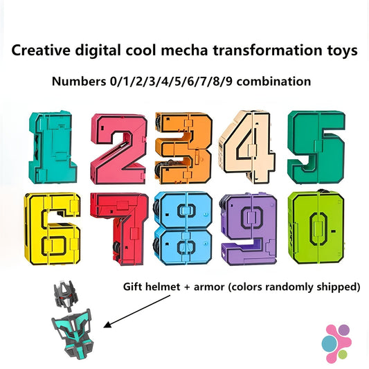 Creative Transforming Robot Assembly Toy Set with Numbers 0-9