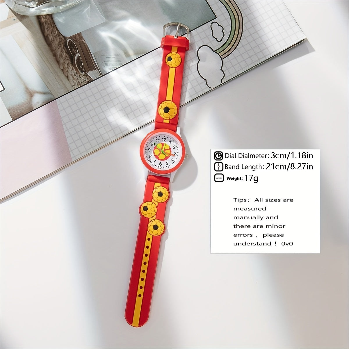 Boys Cartoon Soccer Silicone Sports Watch Decorative Accessory