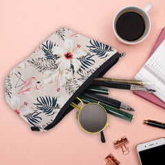 Floral Flamingo Makeup Bag Travel Cosmetic Organizer for Women Girls