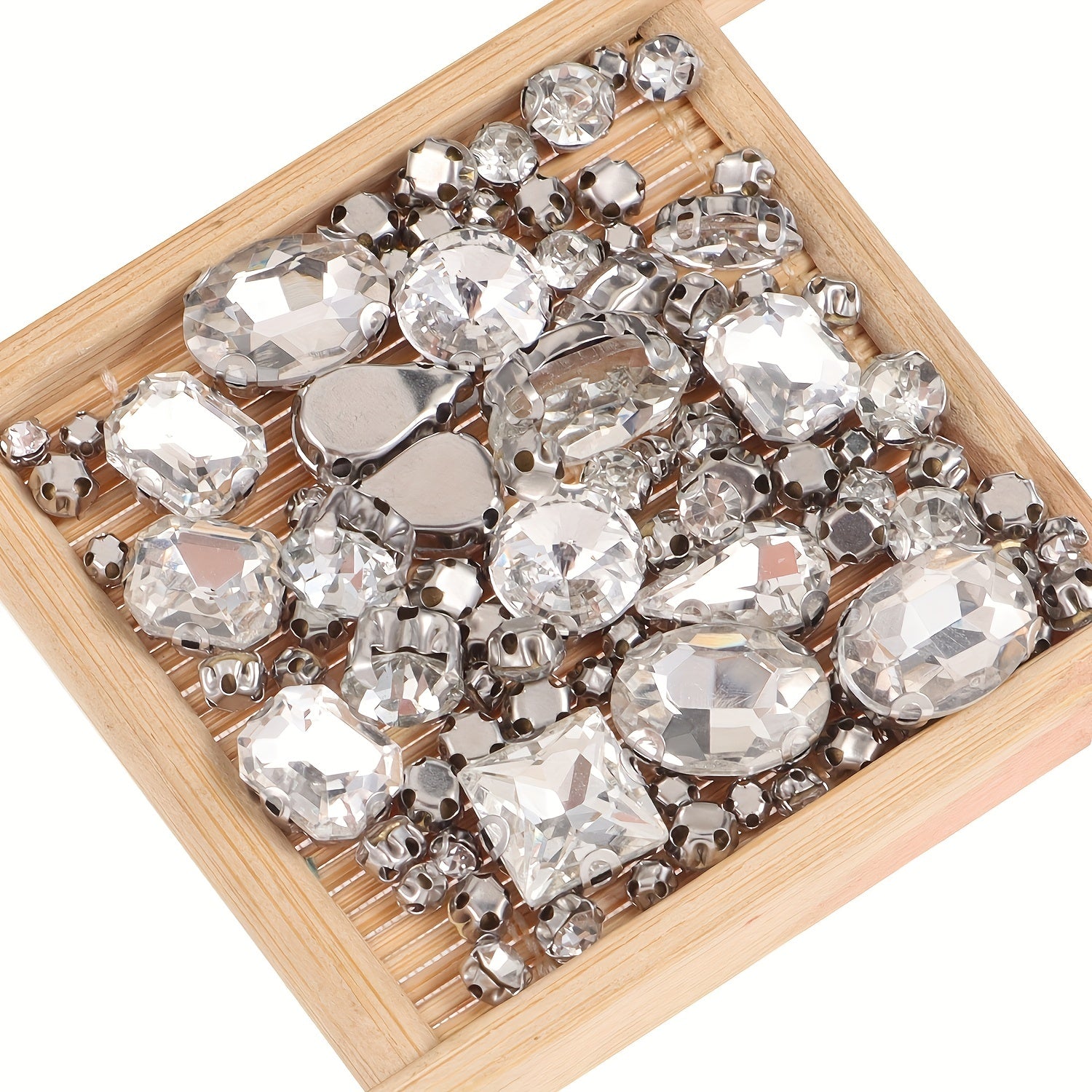 100pcs Transparent Glass Rhinestones With Metal Back