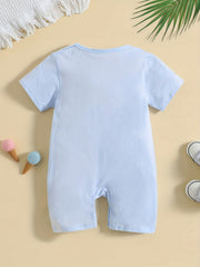 Monkey Cartoon Print Cotton Baby Jumpsuit Short Sleeved Newborn Onesie