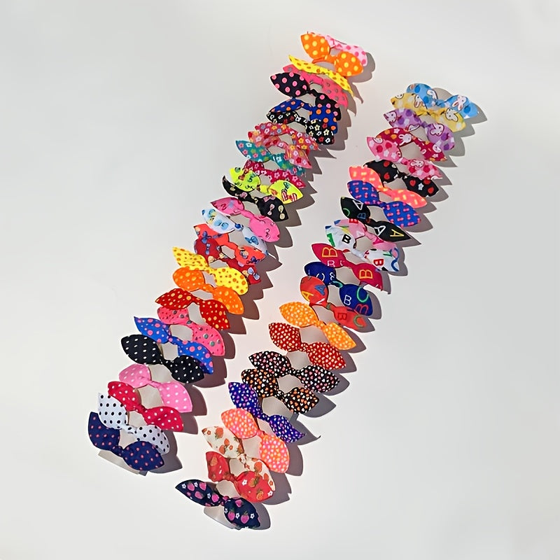 50pcs Kids Rubber Band Hair Bows Colorful Hair Rope