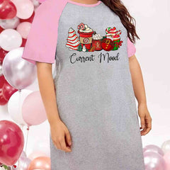 Christmas Nightdress Women's Plus Christmas Dessert Print