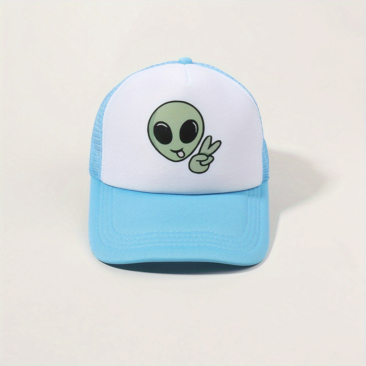 Alien Print Baseball Cap Mesh Trucker Hat Casual Adjustable Sunscreen Sports Hat
