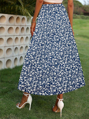 Floral Print High Waist A Line Skirt