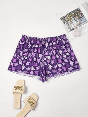 Cartoon Ghost Print Elastic Waist Pajama Shorts