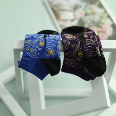 Men's Starry Night Pattern Crew Socks 2 Pairs
