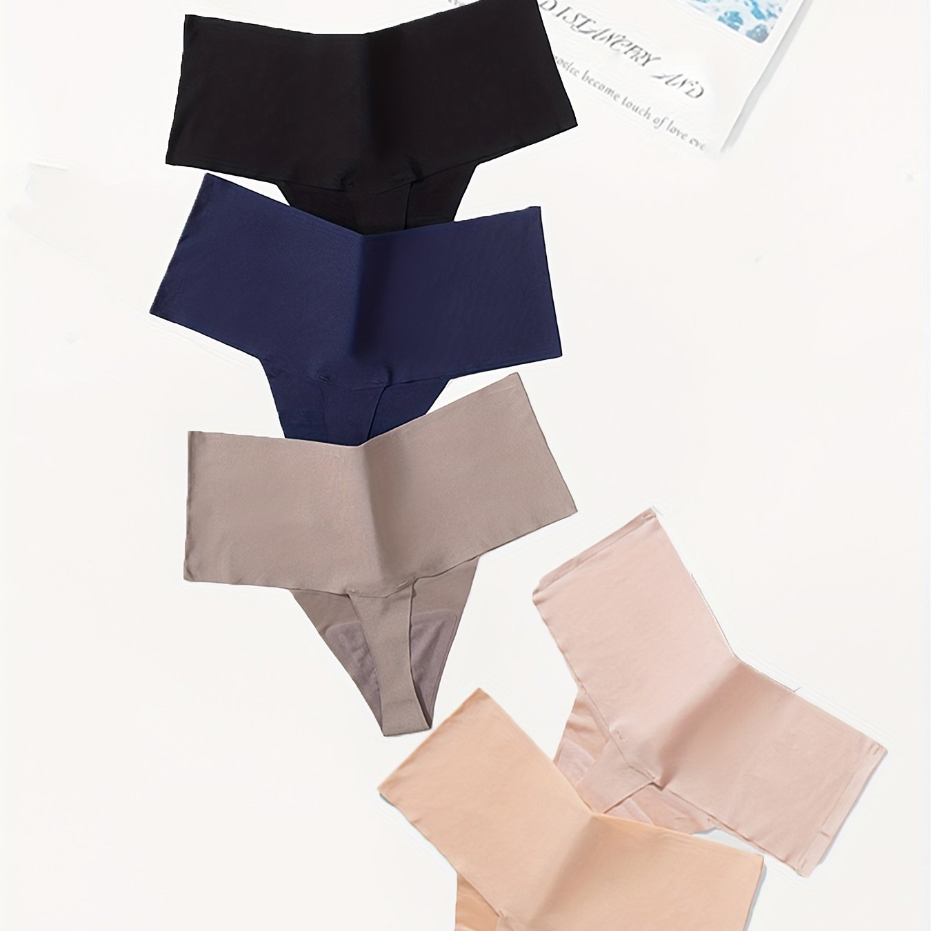 5 Seamless High Waist Thongs Stretchy Intimates Panties Women's Lingerie