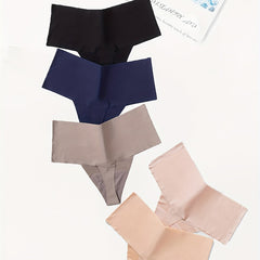 5 Seamless High Waist Thongs Stretchy Intimates Panties Women's Lingerie