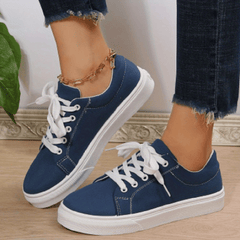 Flat Canvas Shoes Lightweight Low Top Lace Up Walking Shoes