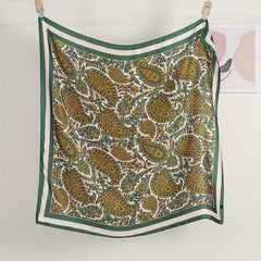 Paisley Print Silk Square Scarf Vintage Satin Shawl
