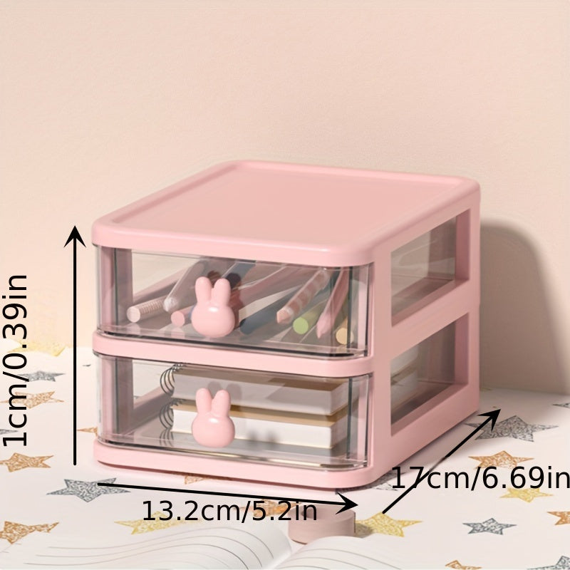 Rabbit Layer Plastic Desktop Storage Drawer Box - Durable Storage Rack