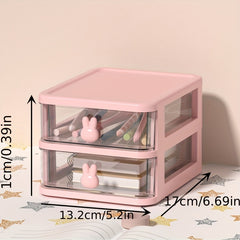 Rabbit Layer Plastic Desktop Storage Drawer Box - Durable Storage Rack