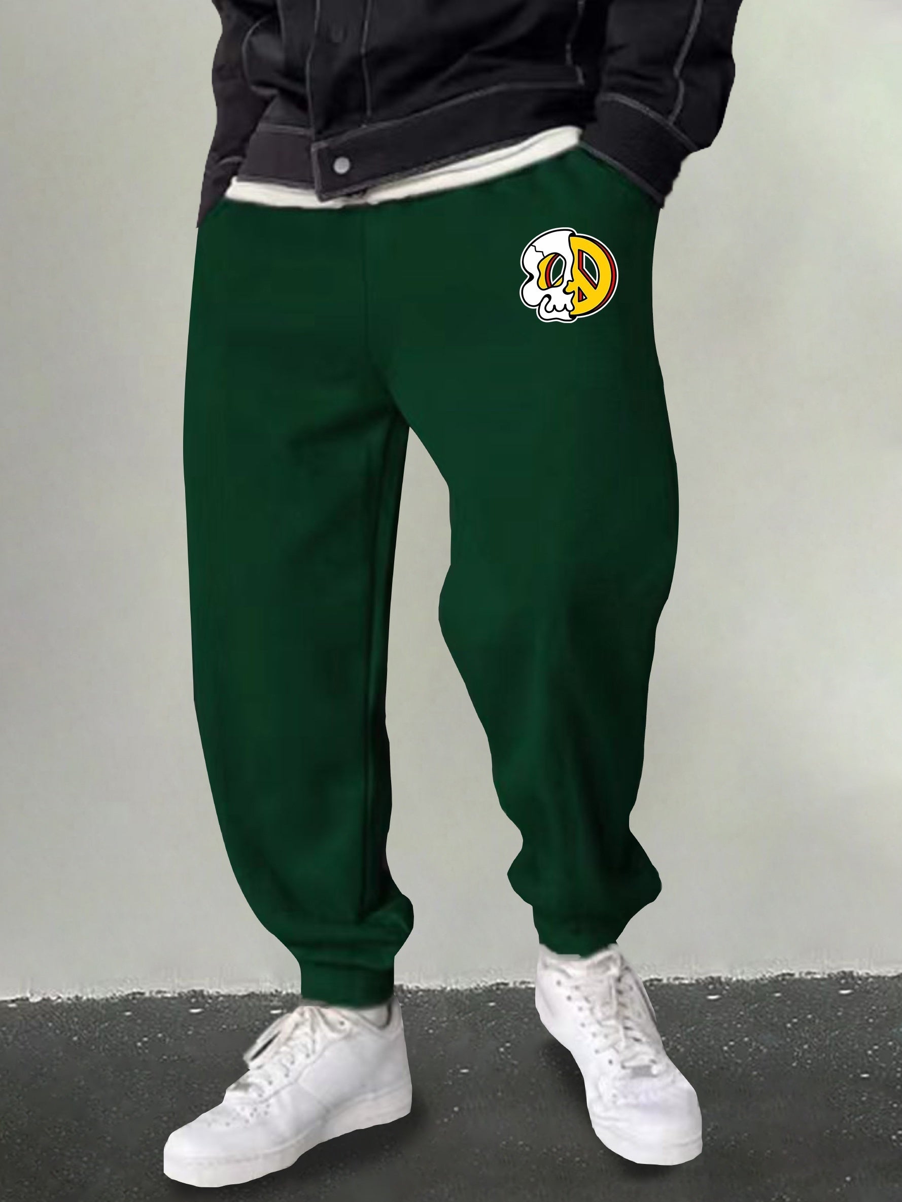 Men's Peace Skull Graphic Sweatpants Casual Drawstring Joggers