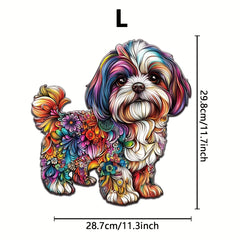 Colorful Shih Tzu Wooden Jigsaw Puzzle Floral Patterns