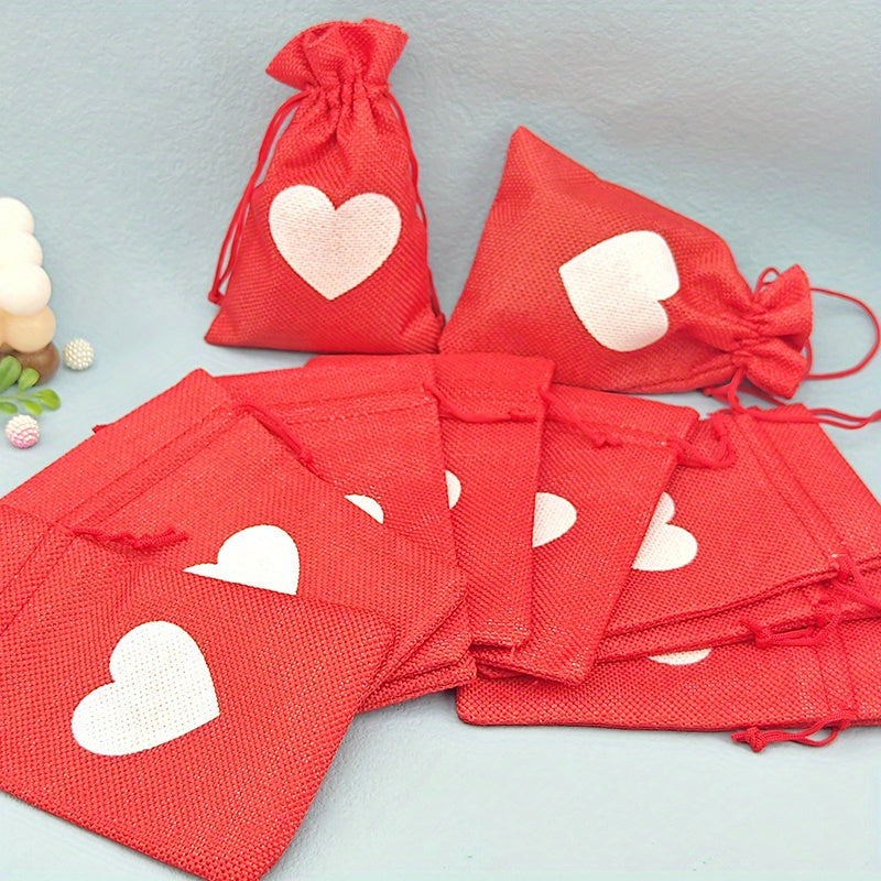 10pcs Love Linen Western Wedding Candy Bag Bundle Gift Bag