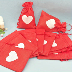 10pcs Love Linen Western Wedding Candy Bag Bundle Gift Bag