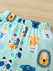 Boys Animal Print T-shirt & Shorts Set Summer Outfit