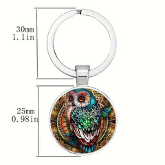 Boho Owl Keychain Retro Animal Key Ring Purse Bag Backpack Car Key Charm