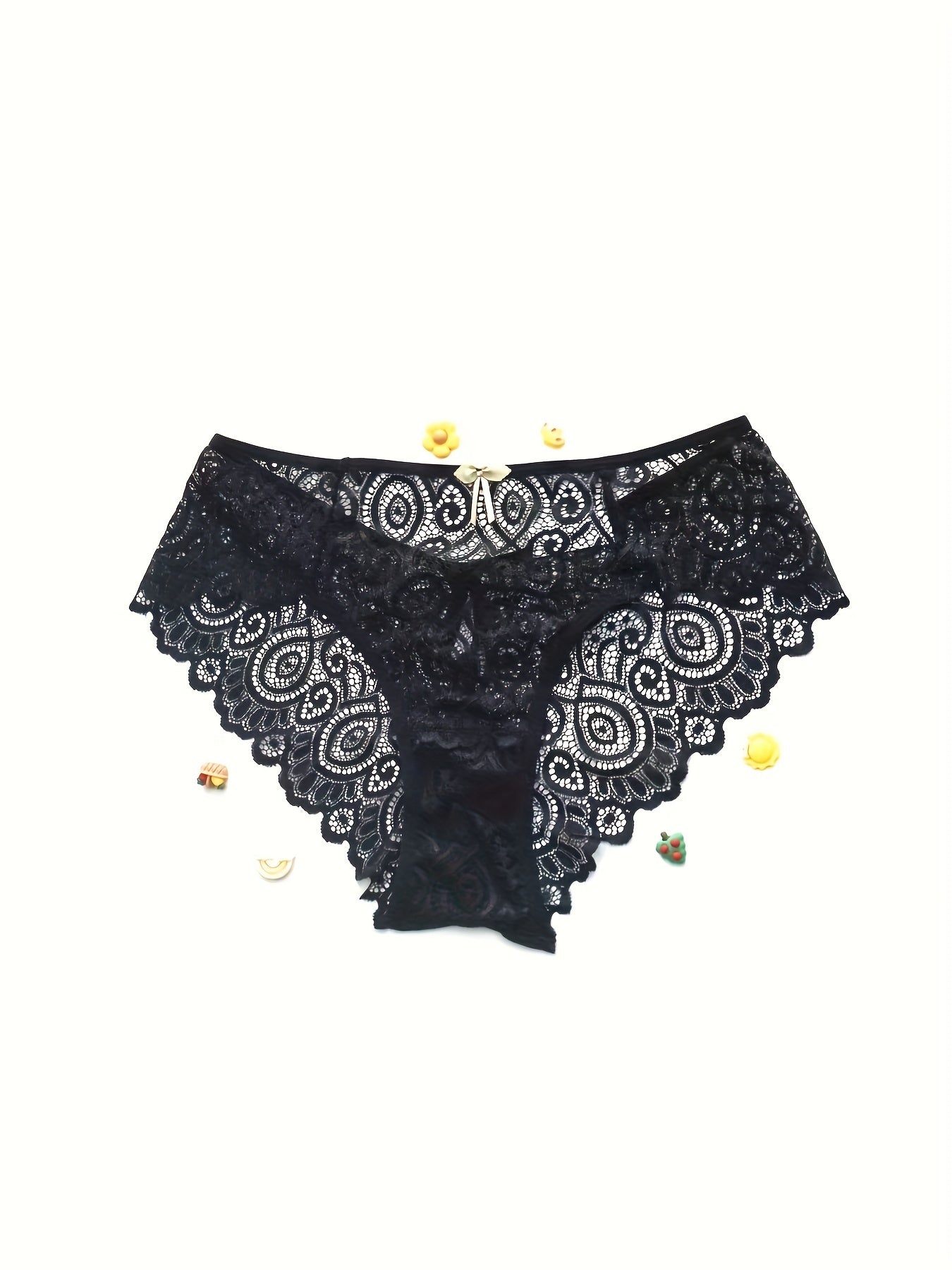 Floral Lace Hipster Panties Breathable Mid Waist Bikini Panties