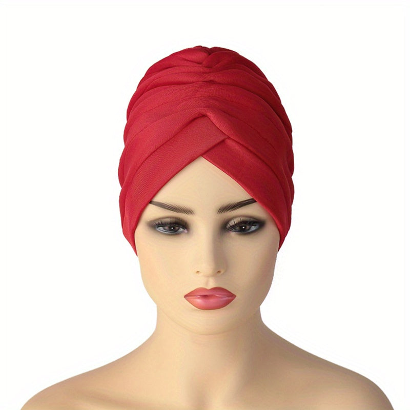 Ruched Turban Cap Elastic Head Wrap Ramadan Head Scarf Chemo Cap Women