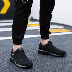 Women's Lace Up Knit Running Shoes Breathable Mesh Walking Shoes