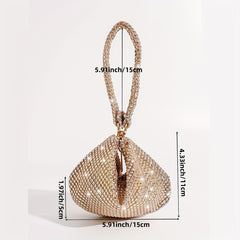 Rhinestone Decor Geometric Evening Satchel Bag