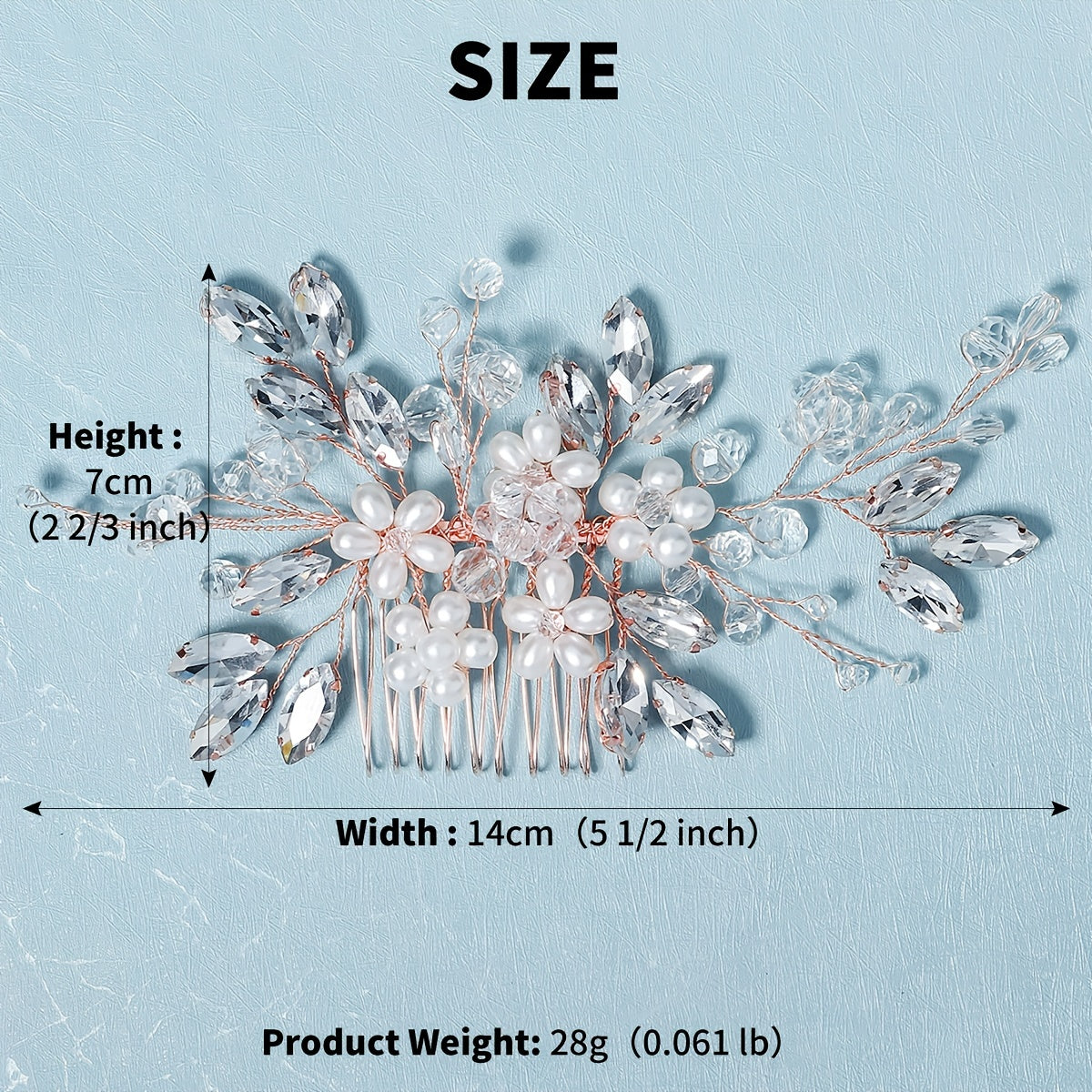 Wedding Hair Comb Crystal Rhinestone Pearl Hair Piece