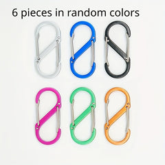 6pcs S-Shaped Spring Buckle Keychain for Travel Bag Hanging
