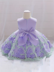 Baby Girls Floral Embroidery Mesh Sleeveless Princess Dress
