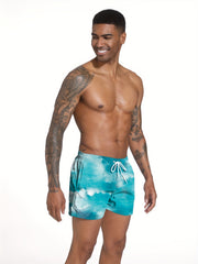 Cloud Sky Pattern Mens Drawstring Swimming Shorts Beach Vacation