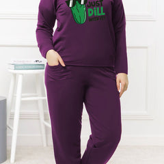 Balsam Pear Print Pajama Set Long Sleeve Tee & Joggers
