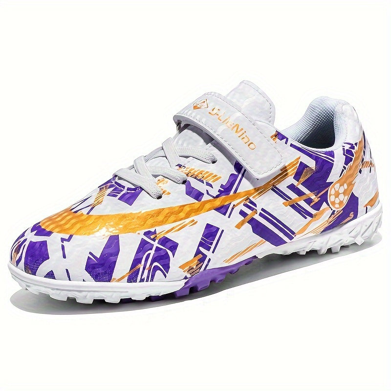 Boy's Turf Football Boots Hook & Loop Fastener TF Soccer Cleats