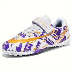 Boy's Turf Football Boots Hook & Loop Fastener TF Soccer Cleats