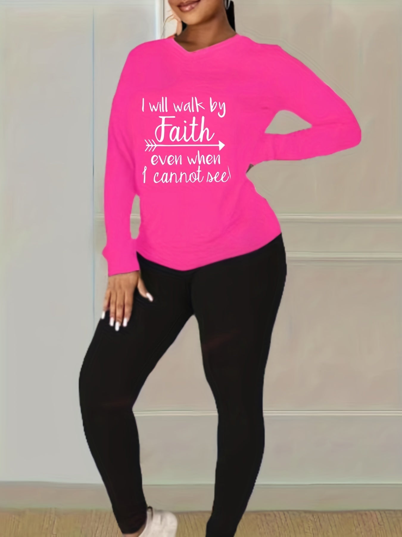 Slogan Print Top & Leggings Set