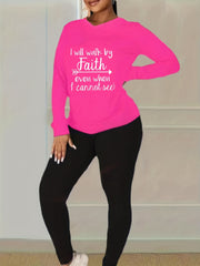 Slogan Print Top & Leggings Set