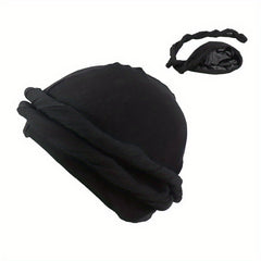 Men's Double Layer Braid Hat Turban Versatile Beanie Hat