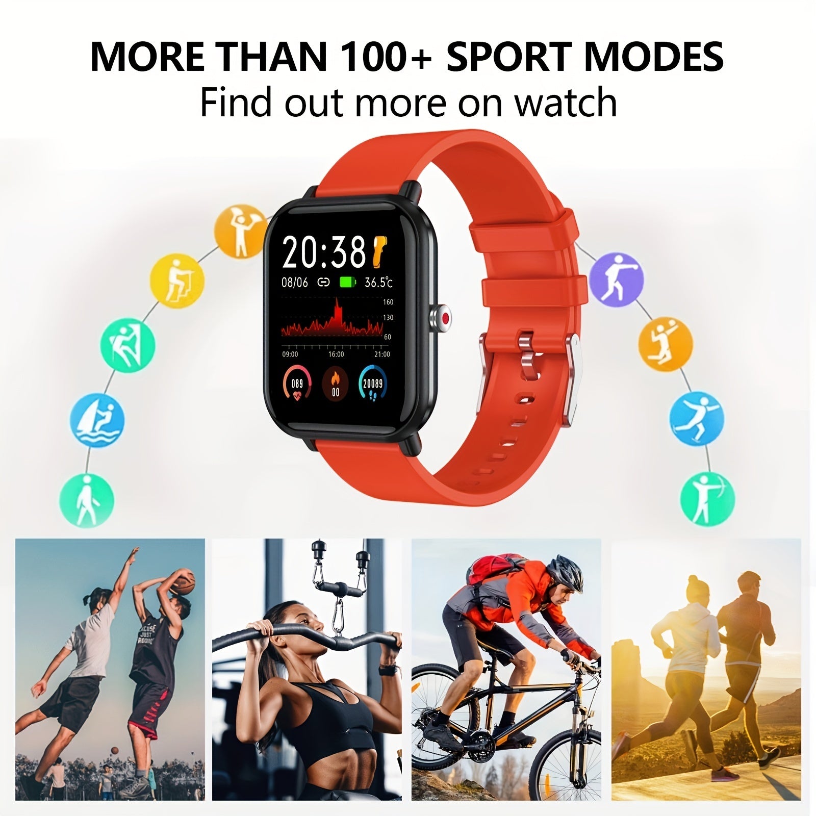 Smart Sports Watch Music Control Health Monitoring