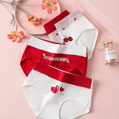 4pcs Letter & Heart Print Briefs Women's Panties