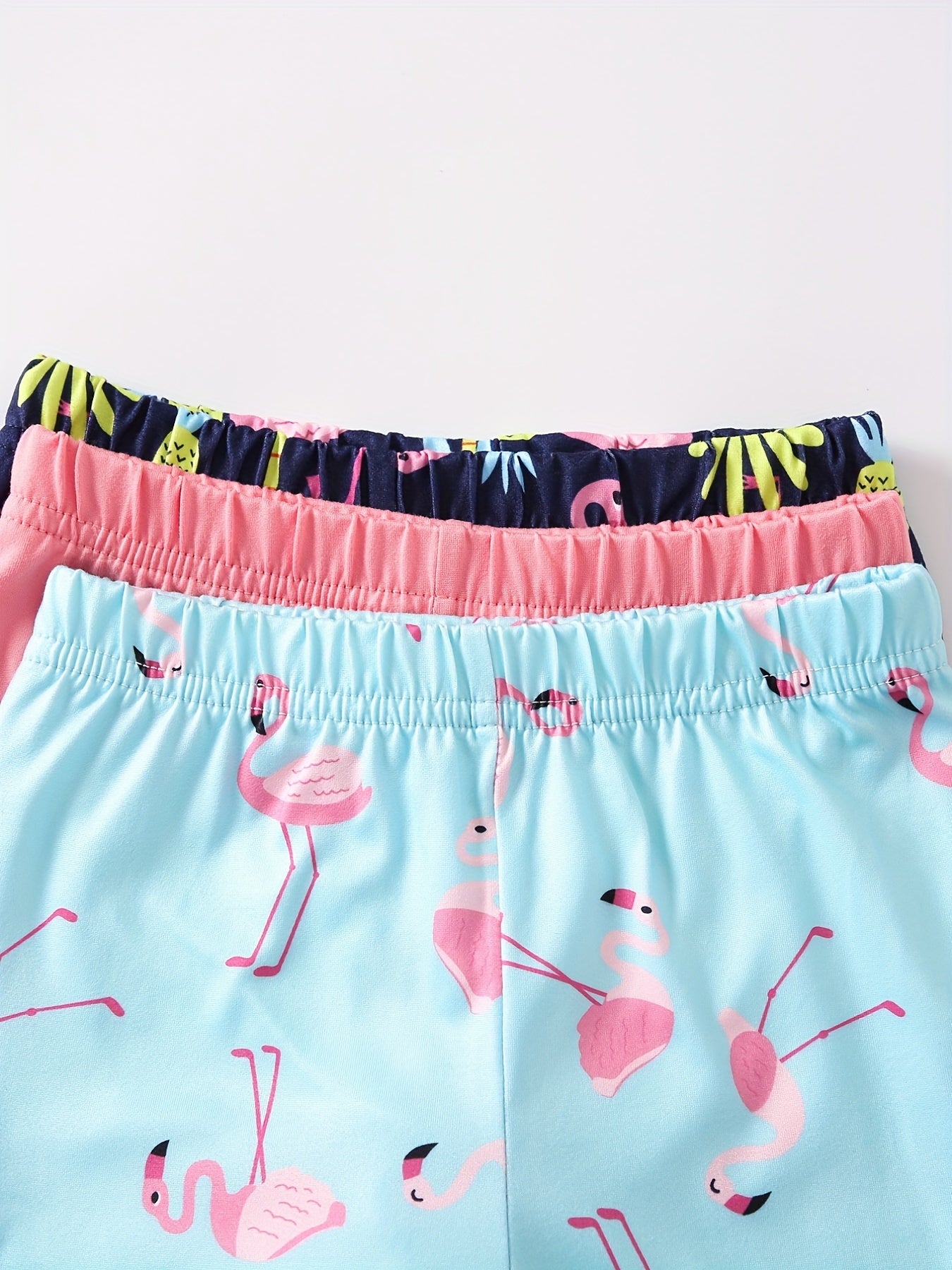 3pcs Little Girls' Cartoon Print Safety Set Pink Navy Set