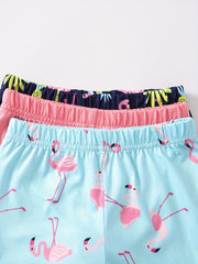 3pcs Little Girls' Cartoon Print Safety Set Pink Navy Set