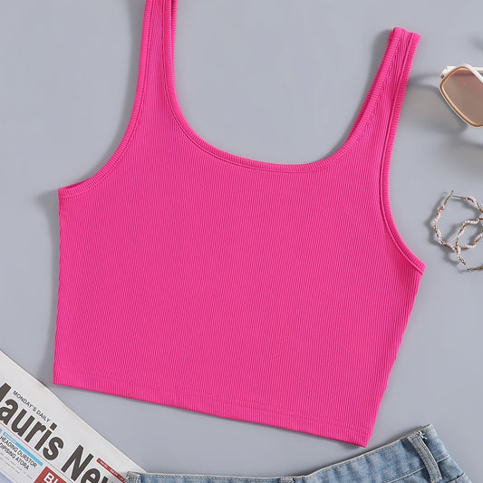 Sexy Crop Cami Vest Solid Sleeveless Casual Sweater For Spring & Summer Women's