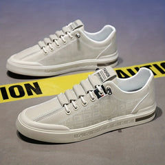 Men's Leather Skate Shoes Good Traction Lace up Sneakers
