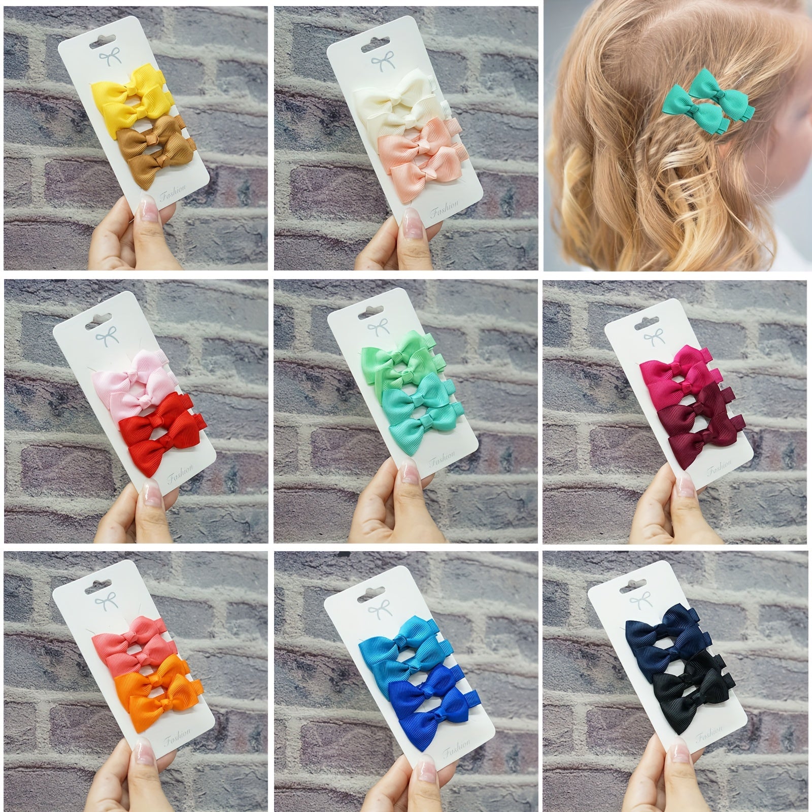 4pcs Girls Candy Bow Hair Clip And Sweet Hair Accessories